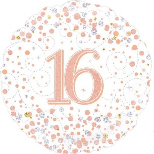 Sparkling Fizz Rose Gold 16th Birthday Balloon